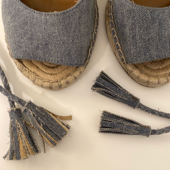 Joie Phyllis Espadrille Denim Lace Up Sandal Wedges - Picture 6 of 9